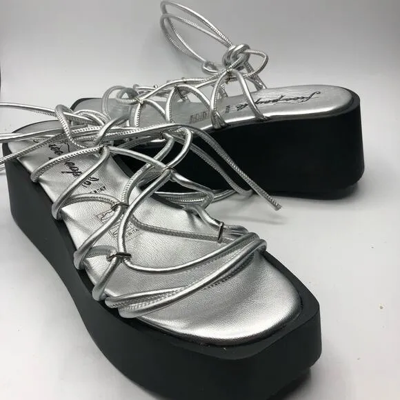 Free people Georgie Wrap Wedge Sandals Silver  Size EU 39 / US 9