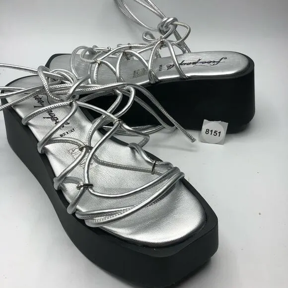Free people Georgie Wrap Wedge Sandals Silver  Size EU 39 / US 9
