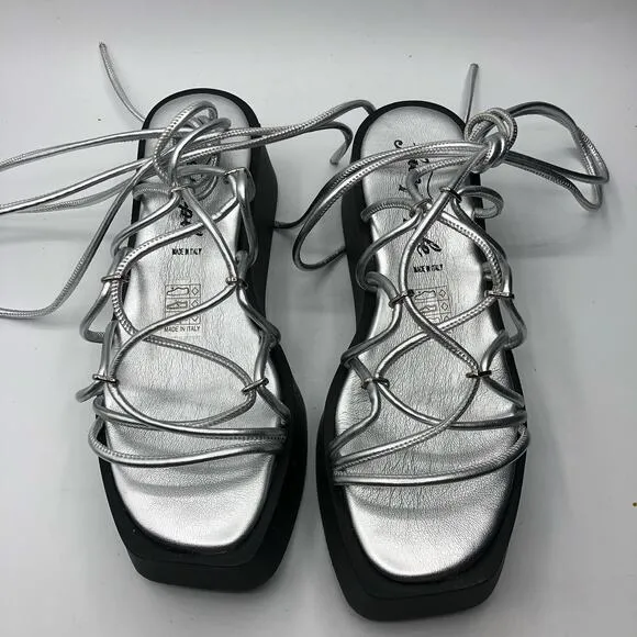 Free people Georgie Wrap Wedge Sandals Silver  Size EU 39 / US 9