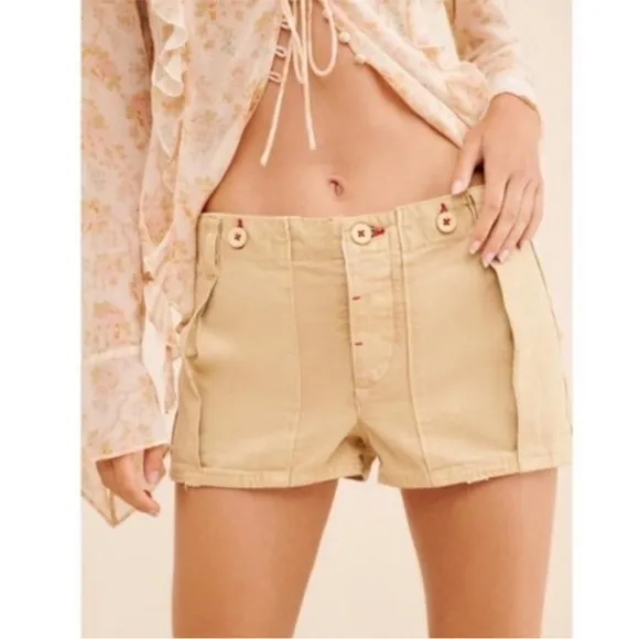 🆕FREE PEOPLE KHAKI ALL YOURS MICRO SHORTS