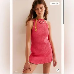 Free people lyla smocked mini dress  Coral New size S
