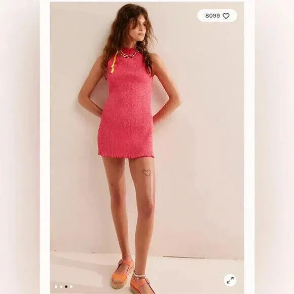 Free people lyla smocked mini dress  Coral New size S
