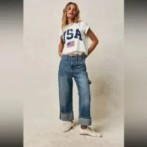 Free People Major Leagues Mid Rise Cuffed Jeans NWT Size 31