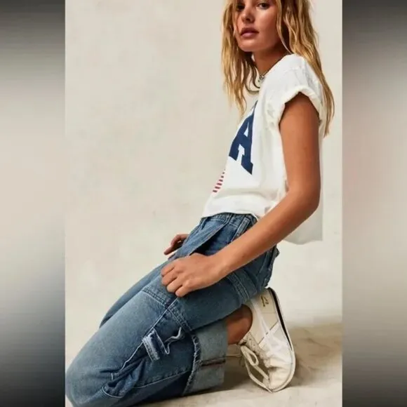 Free People Major Leagues Mid Rise Cuffed Jeans NWT Size 31