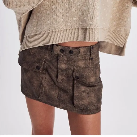 Free people Micro Mod Mini Skirt Faux Vegan leather. NWOT. Rockwood