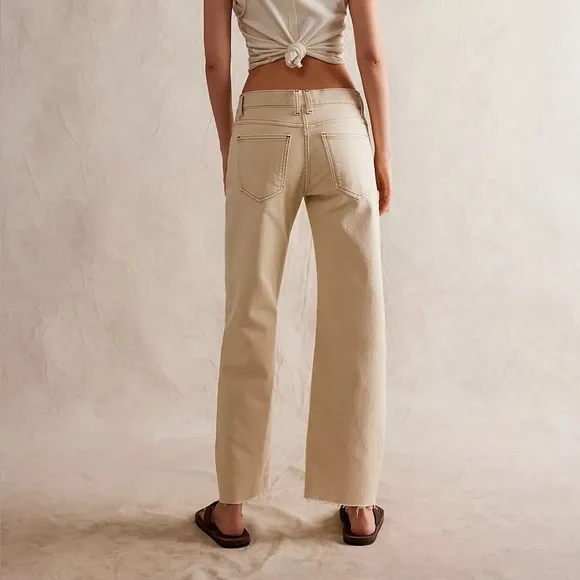 Free People | NWOT We The Free Risk Taker Mid-Rise Jeans Ecru Taupe Cream Beige