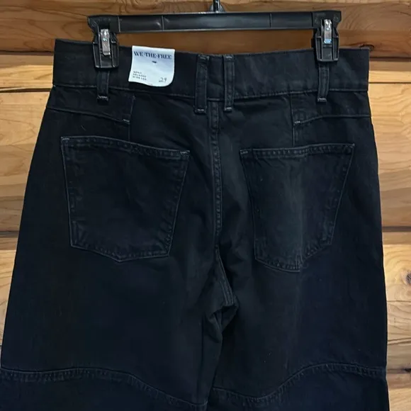 Free People NWT Benji Relaxed Wide Leg Jeans Size 29 in Thea Black