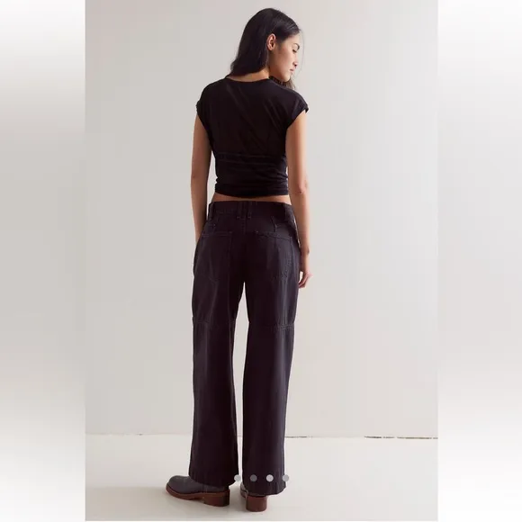 Free People NWT Benji Relaxed Wide Leg Jeans Size 29 in Thea Black