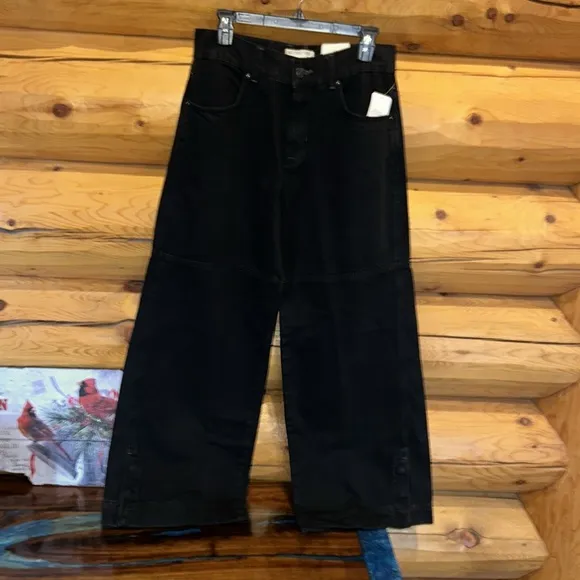 Free People NWT Benji Relaxed Wide Leg Jeans Size 29 in Thea Black