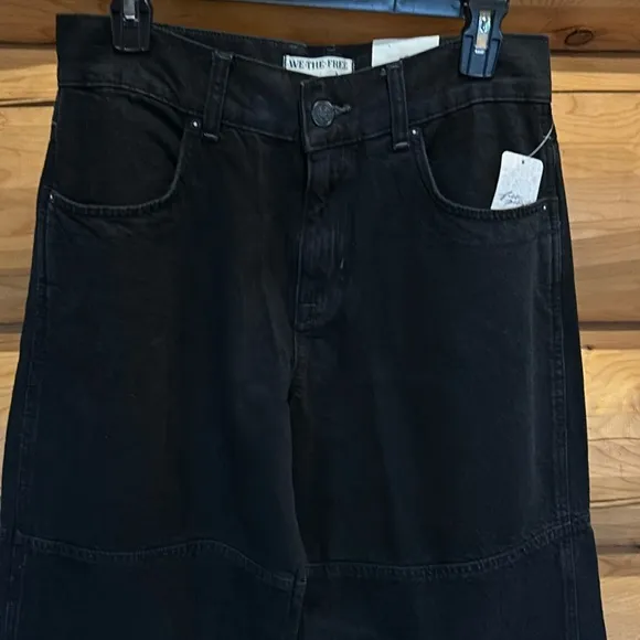 Free People NWT Benji Relaxed Wide Leg Jeans Size 29 in Thea Black