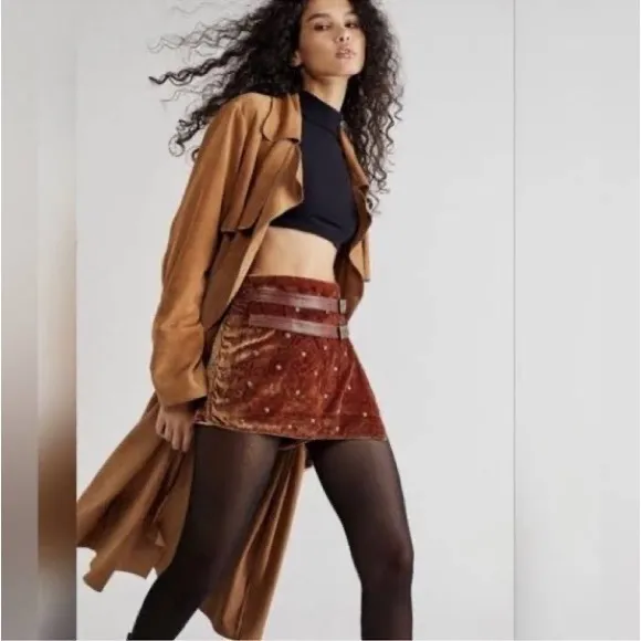 Free People Paisley Punk Velvet Skort Size 4