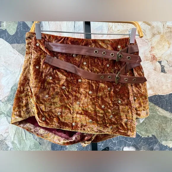 Free People Paisley Punk Velvet Skort Size 4