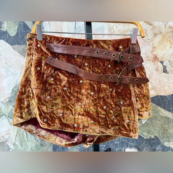 Free People Paisley Punk Velvet Skort Size 4