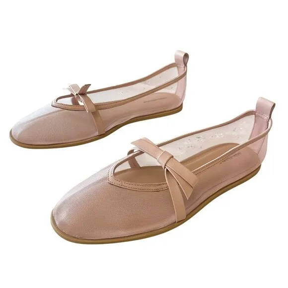 Free People Pink Mesh Mania Bow Flat NEW Size 8