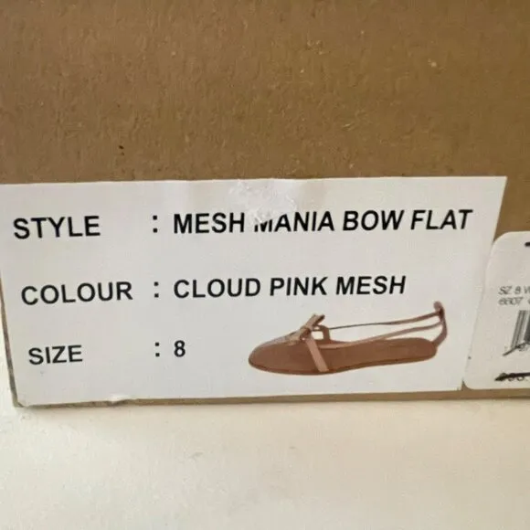 Free People Pink Mesh Mania Bow Flat NEW Size 8