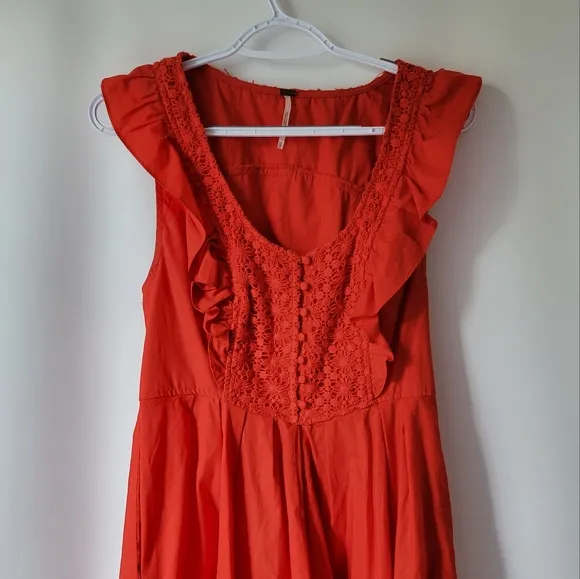 Free People Red Sleeveless Fit and Flare Dress Sz Small