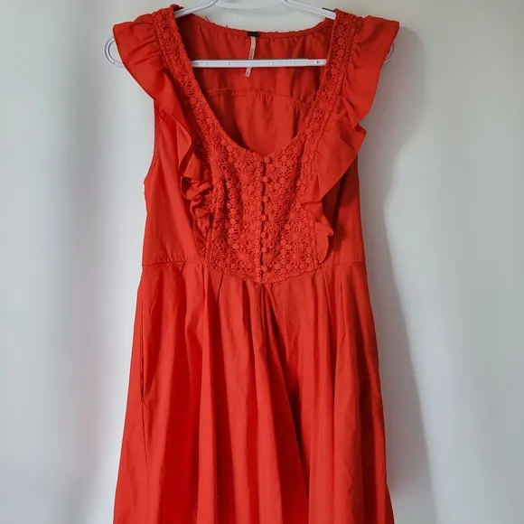 Free People Red Sleeveless Fit and Flare Dress Sz Small