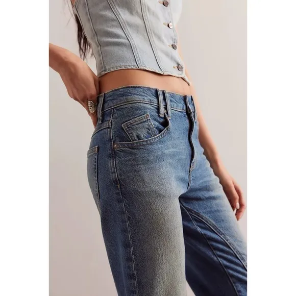 Free People Risk Taker Mid Rise Jeans We The Free Denim Homegrown Blue