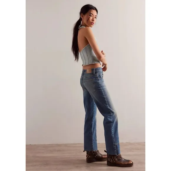 Free People Risk Taker Mid Rise Jeans We The Free Denim Homegrown Blue