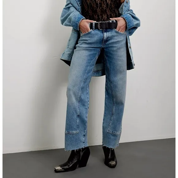 Free People Risk Taker Mid Rise Jeans We The Free Denim Mantra Blue