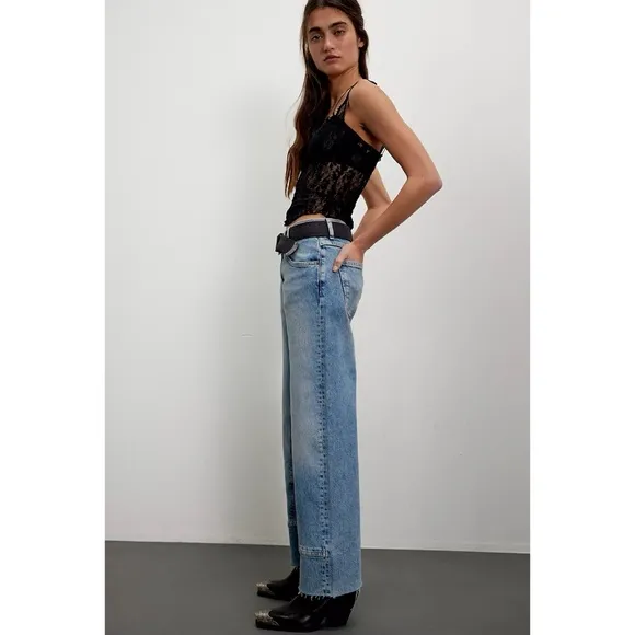Free People Risk Taker Mid Rise Jeans We The Free Denim Mantra Blue
