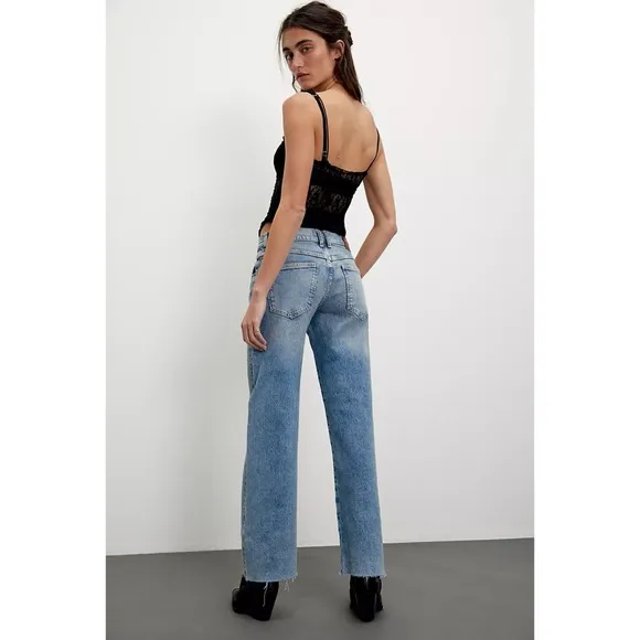 Free People Risk Taker Mid Rise Jeans We The Free Denim Mantra Blue