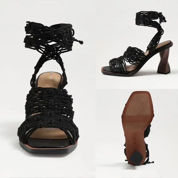 Free People Sam Edelman Harleigh Ankle Wrap Heel Black Size 8 NWOT $160