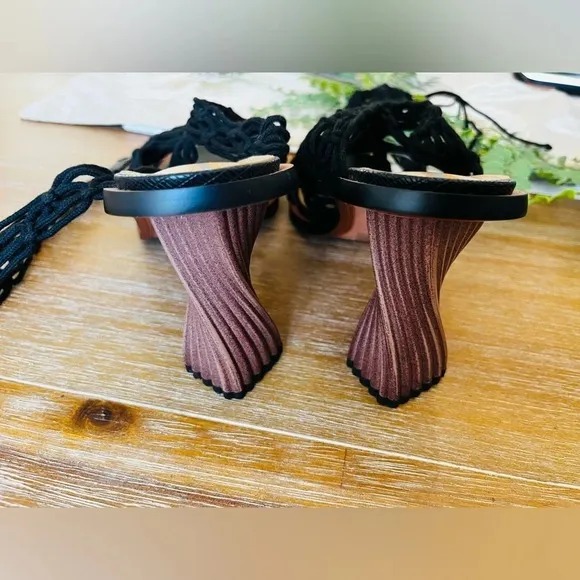 Free People Sam Edelman Harleigh Ankle Wrap Heel Black Size 8 NWOT $160