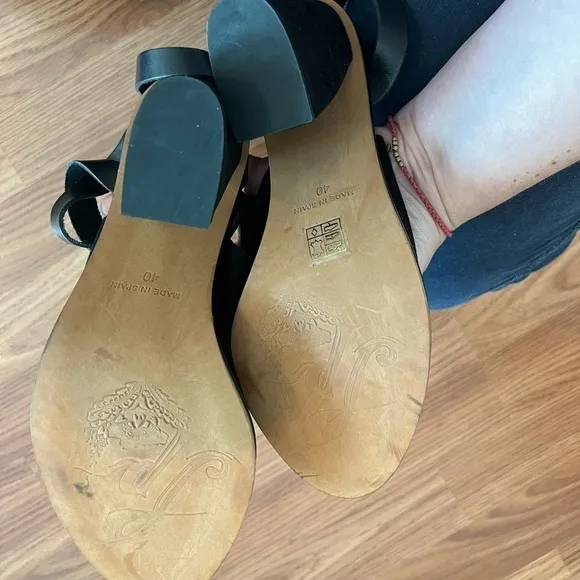 Free People See Ya There Heel Suede Sandals Size 40 Black Fall Block