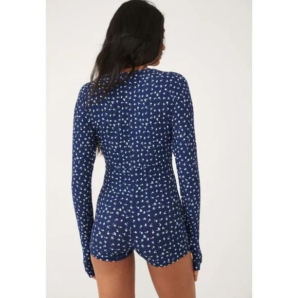 Free People Sleep In Romper / Navy Combo