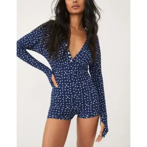Free People Sleep In Romper / Navy Combo