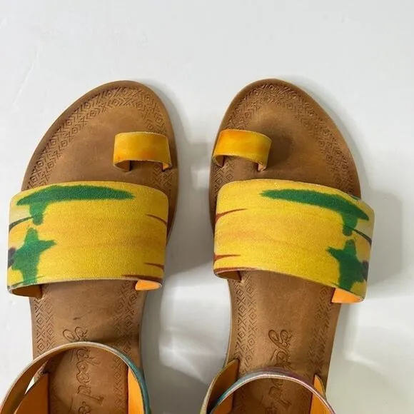 Free People Sun Peaks Leather Sandals Yellow Combo Sz 38