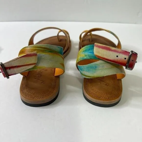 Free People Sun Peaks Leather Sandals Yellow Combo Sz 38