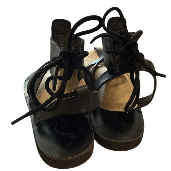 Free People Vacation Day Wrap Sandals Black Womens Size US 6 / EU 36.5 NEW