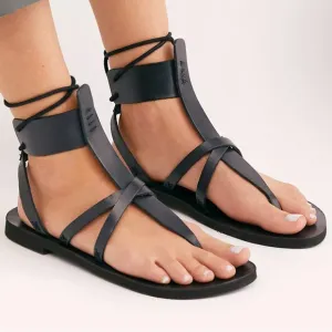 Free People Vacation Day Wrap Sandals Black Womens Size US 6 / EU 36.5 NEW