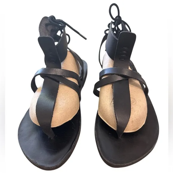 Free People Vacation Day Wrap Sandals Black Womens Size US 6 / EU 36.5 NEW