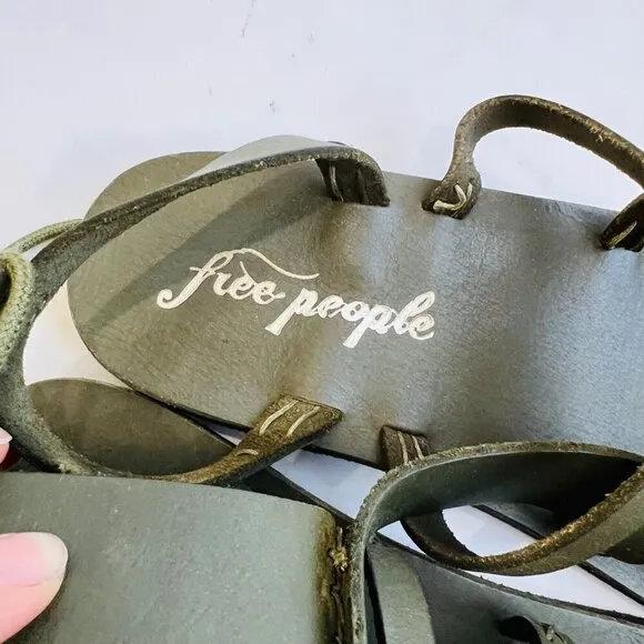 Free People Vacation Day wrap sandals, Green leather, Size 39