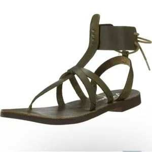 Free People Vacation Day wrap sandals, Green leather, Size 39