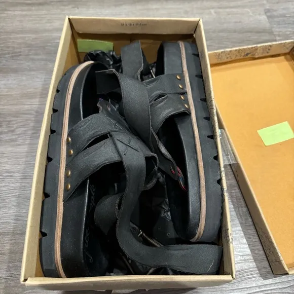 Free People Valencia Black Leather Wrap Sandals