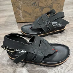 Free People Valencia Black Leather Wrap Sandals