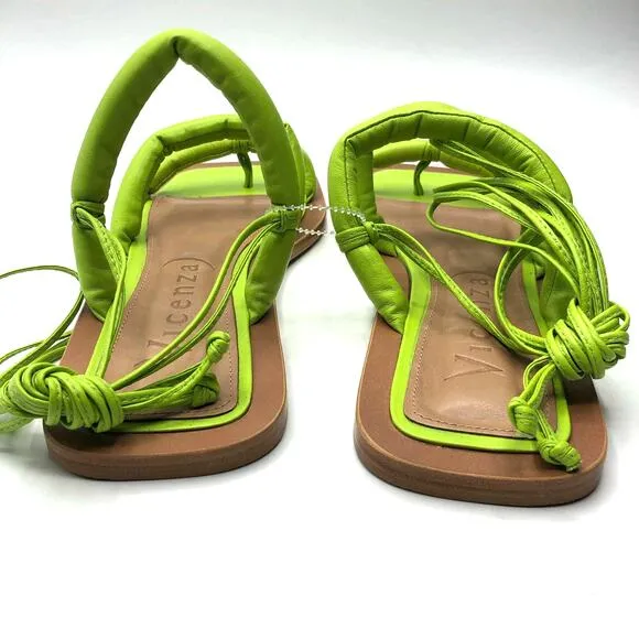 Free People Vicenza Belize Square Toe Wrap Sandals Green  US 7