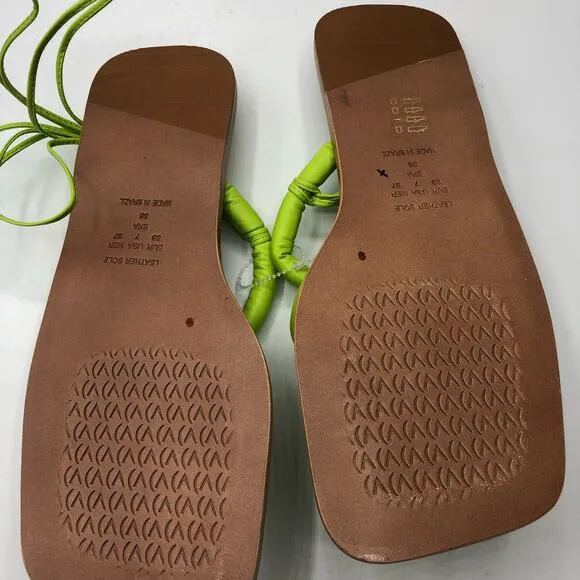 Free People Vicenza Belize Square Toe Wrap Sandals Green  US 7