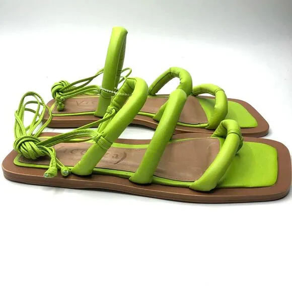 Free People Vicenza Belize Square Toe Wrap Sandals Green  US 7