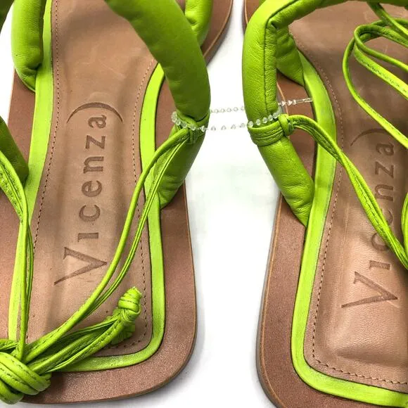 Free People Vicenza Belize Square Toe Wrap Sandals Green  US 7