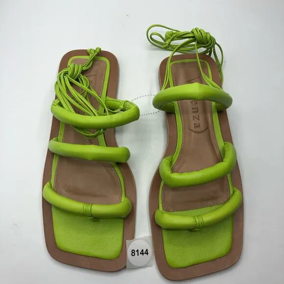 Free People Vicenza Belize Square Toe Wrap Sandals Green  US 7
