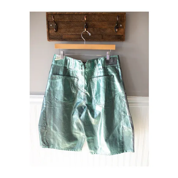 Free People We The Free Extreme Measures Metallic Barrel Shorts 29 NEW