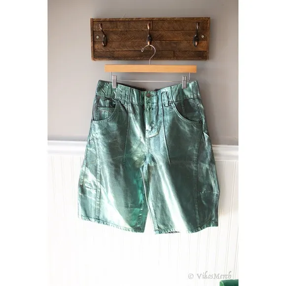 Free People We The Free Extreme Measures Metallic Barrel Shorts 29 NEW