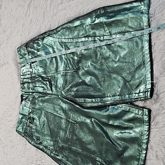 Free People We The Free Extreme Measures Metallic Barrel Shorts Kryptonite