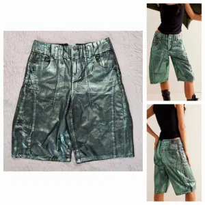 Free People We The Free Extreme Measures Metallic Barrel Shorts Kryptonite