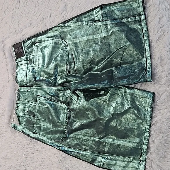 Free People We The Free Extreme Measures Metallic Barrel Shorts Kryptonite